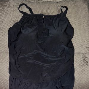 One piece black bathing suit